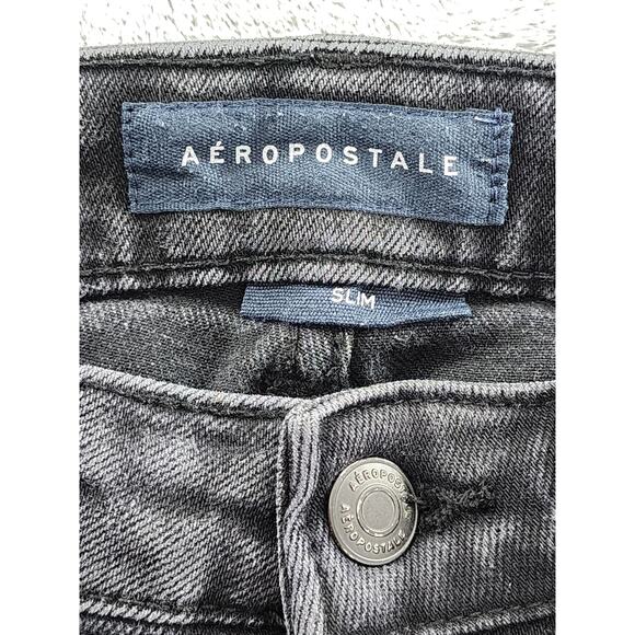 Aeropostale Slim Premium Air Jean Size 29/30 Washed Black Stretch Denim Skinny - Picture 7 of 14
